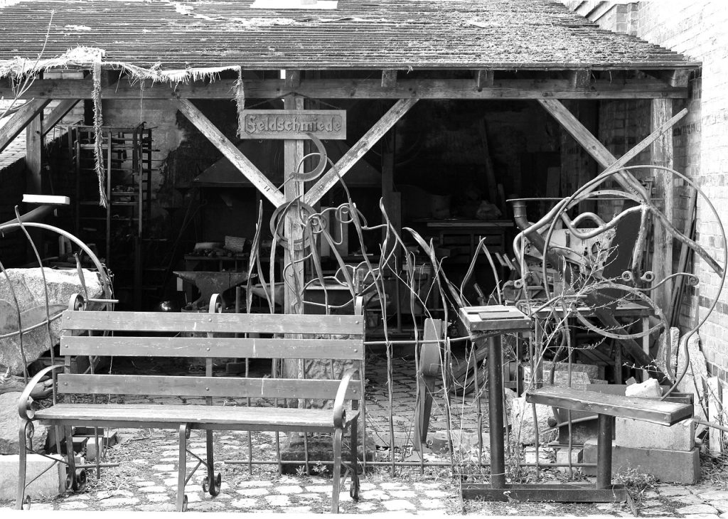 middle ages, tool, locksmith, barn, black-and-white, antique, object, story, retro